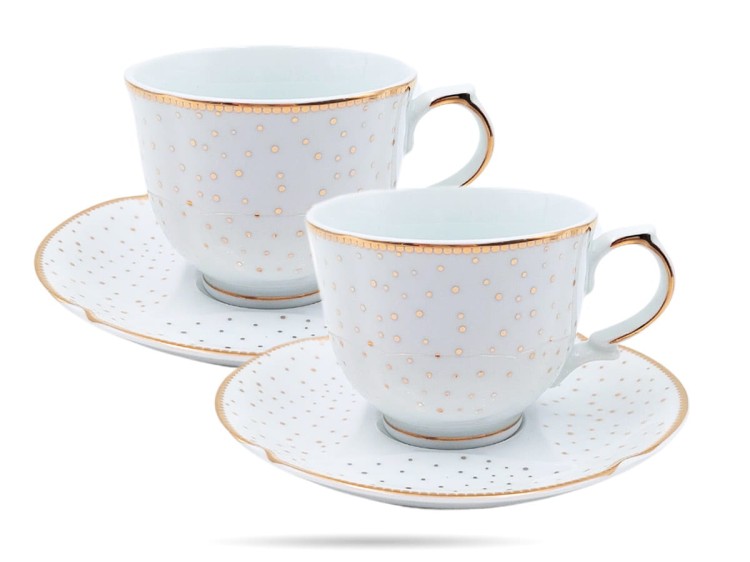 Filiżanki ze spodkami 220 ml 2 szt prezent Alessia PORCELANA BOGUCICE