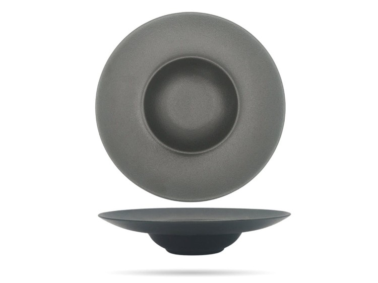 Talerz do pasty risotto 28 cm czarny Terrea Black PORCELANA BOGUCICE