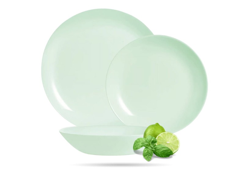 Serwis obiadowy dla 6 os 18 elementów zielony Paradise Green Diwali LUMINARC