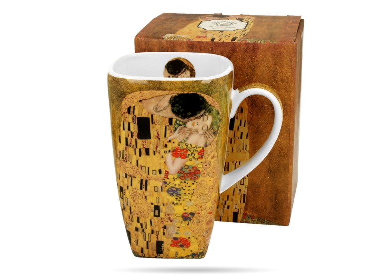 Kubek kwadratowy Klimt Pocałunek Classic 630 ml porcelana na prezent DUO