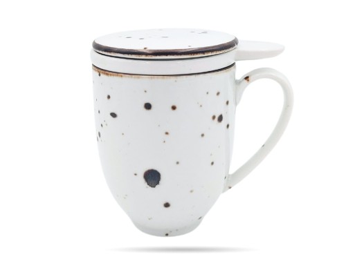 Kubek z pokrywką 400 ml zaparzacz Cottage White Alumina PORCELANA BOGUCICE