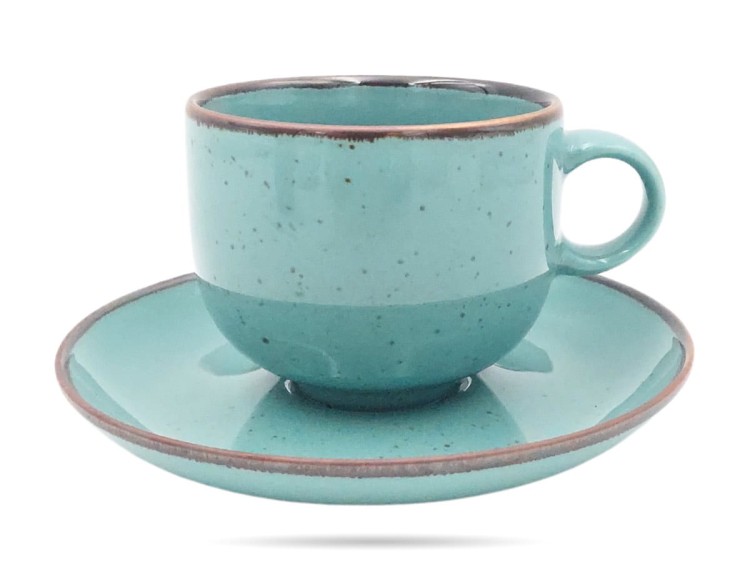 Filiżanka ze spodkiem 250 ml zielona Rustic Green PORCELANA BOGUCICE