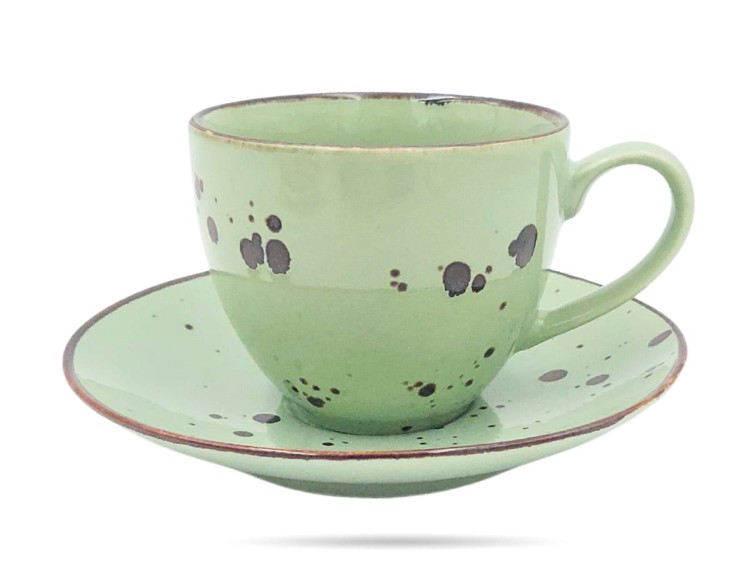 Filiżanka ze spodkiem 300 ml zielona Cottage Green PORCELANA BOGUCICE