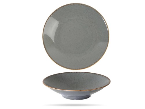 Talerz głęboki na stopie Stone Seasons 25,5 cm szary porcelana PORLAND