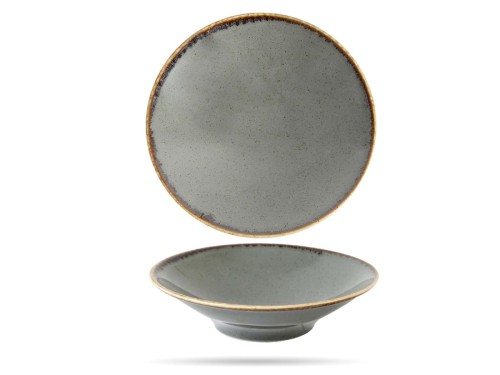 Talerz głęboki na stopie Stone Seasons 20 cm szary porcelana PORLAND