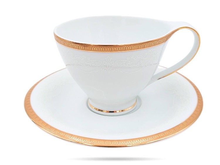 Filiżanka ze spodkiem 200 ml Antonio Gold Plus PORCELANA BOGUCICE