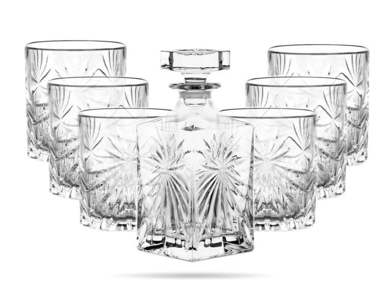 Zestaw do whisky Prestige Fiore karafka + 6 szklanek kryształ BOHEMIA