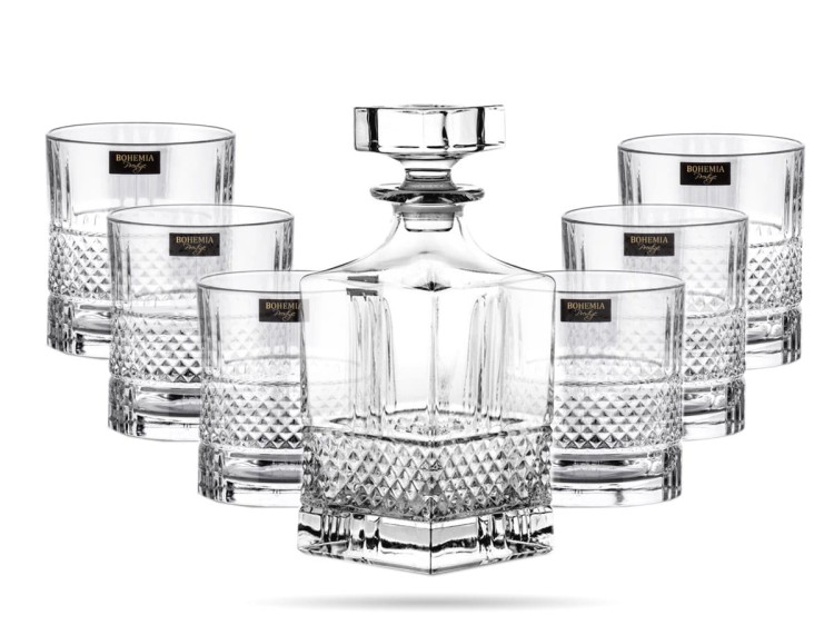 Zestaw do whisky Prestige Elegante karafka + 6 szklanek kryształ BOHEMIA