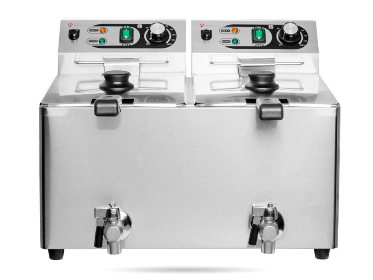 Podwójna frytownica elektryczna kran spustowy 2x8 L I 2x3 KW RESTO QUALITY