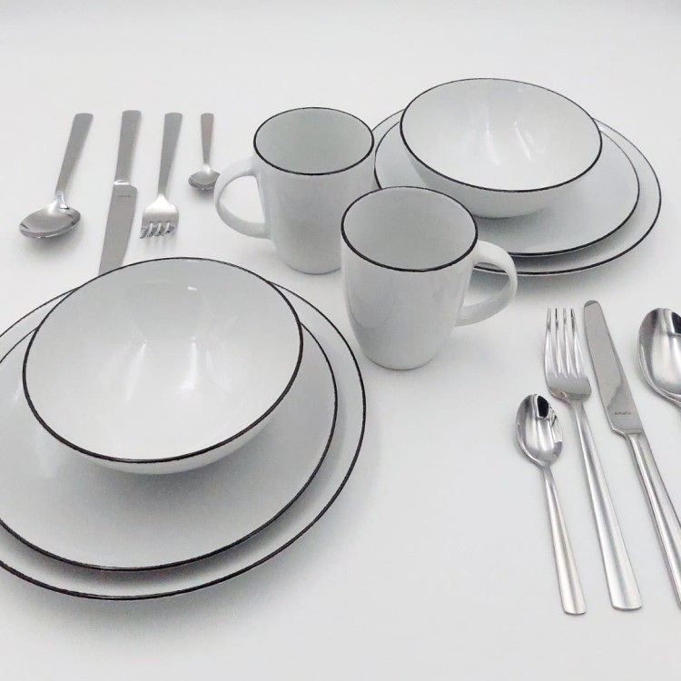 Komplet naczyń ze sztućcami dla 2 os 16 el Duet prezent porcelana LUBIANA