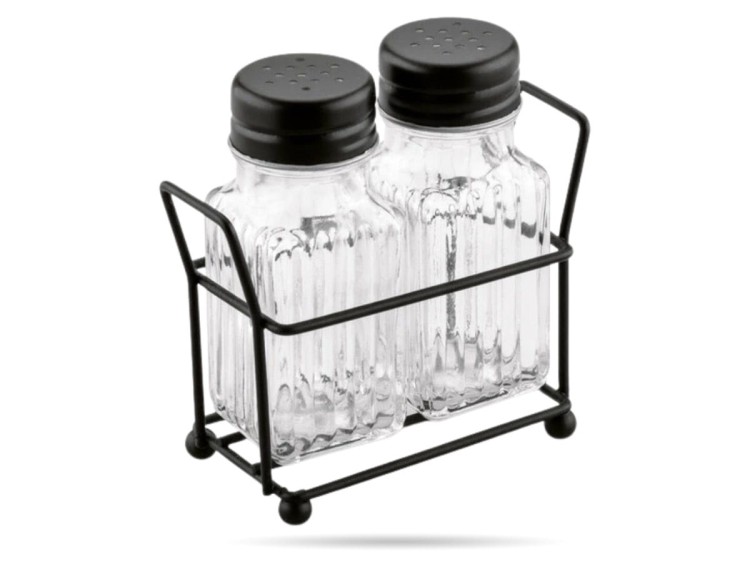 Przyprawniki w stojaku 2 x 70 ml sól pieprz Dark TADAR