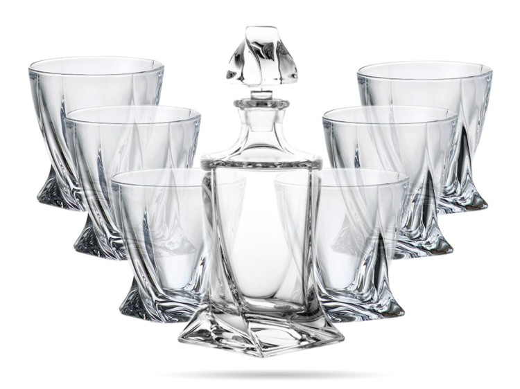 Zestaw do whisky Prestige Quadro karafka + 6 szklanek kryształ BOHEMIA