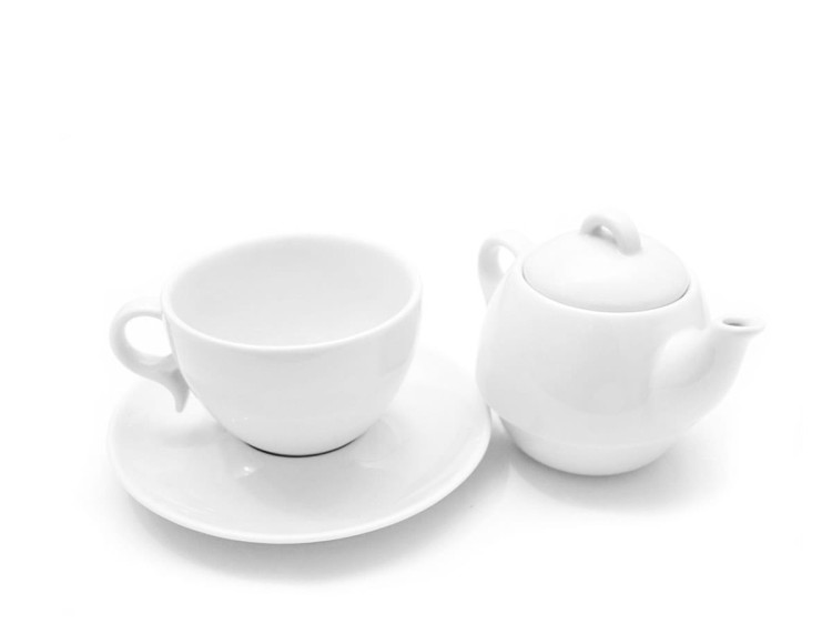 Tea for one biała filiżanka z czajniczkiem Bola porcelana LUBIANA