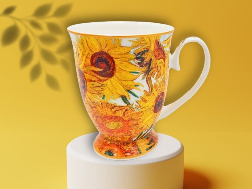 Kubki w sercu Van Gogh Słoneczniki 300 ml 2 szt porcelana na prezent CARMANI