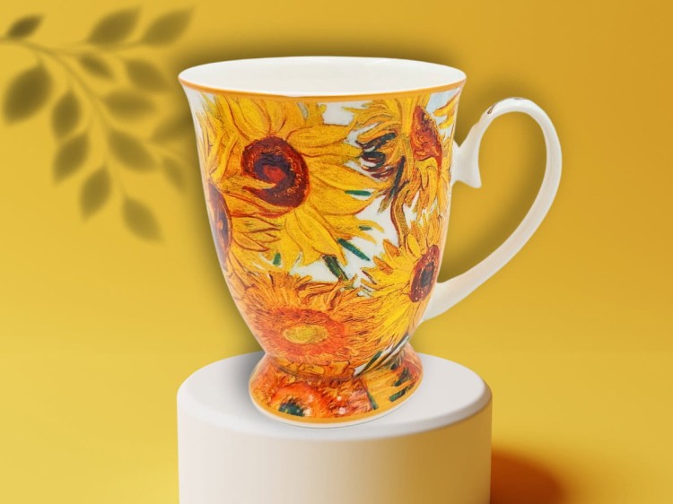 Kubki w sercu Van Gogh Słoneczniki 300 ml 2 szt porcelana na prezent CARMANI