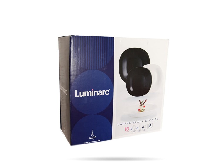 Serwis obiadowy dla 12 osób 36 elementów czarno biały Carine LUMINARC