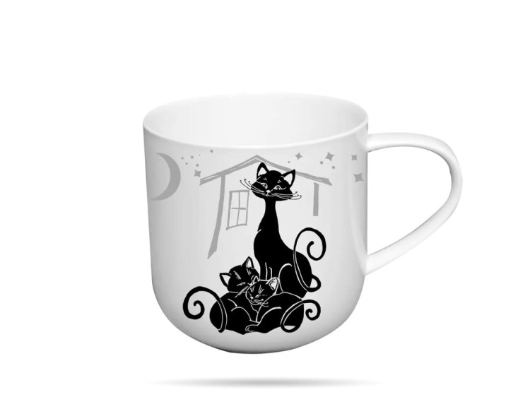 Kubek koty 450 ml rodzina Crazy Cats porcelana na prezent CARMANI