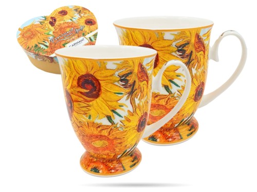 Kubki w sercu Van Gogh Słoneczniki 300 ml 2 szt porcelana na prezent CARMANI