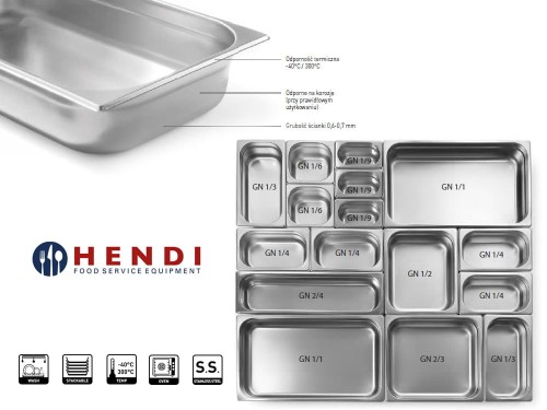 Pojemnik GN 2/3 wys. 150 mm stal Budget Line HENDI
