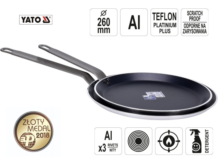 Aluminiowa patelnia do naleśników 30cm teflon YATO
