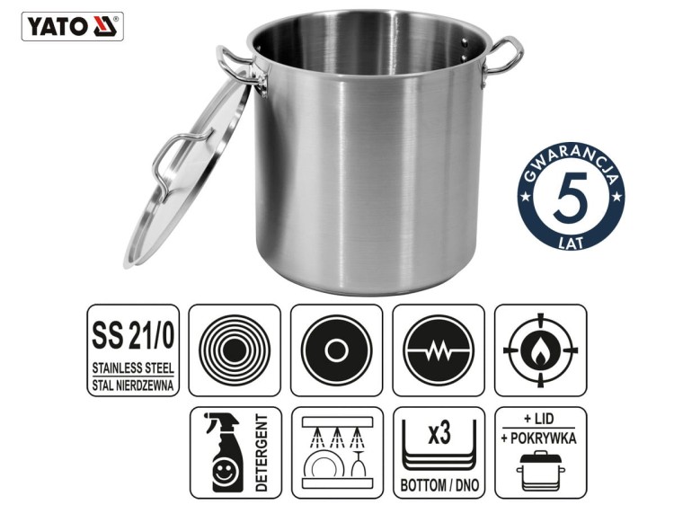 Garnek gastronomiczny z pokrywą 36,6 L YATO
