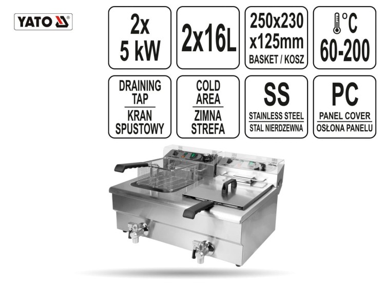 Frytownica 2-komorowa 2 x16 L 5kW YATO