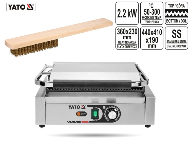 Grill kontaktowy Panini ryflowany 44 cm YATO