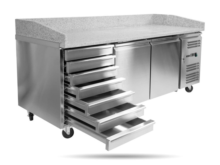 Stół chłodniczy do pizzy 580 L blat granit YATO