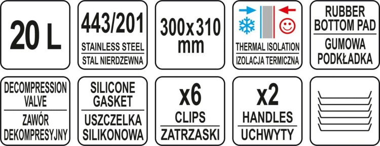 Termos cateringowy do transportu żywności 20L YATO