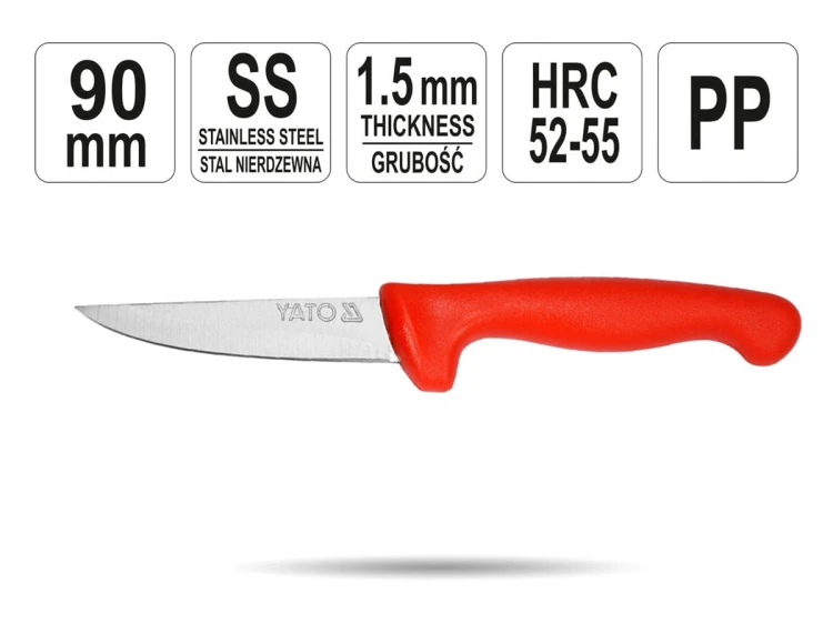Nóż do obierana 3,5" czerwony YATO