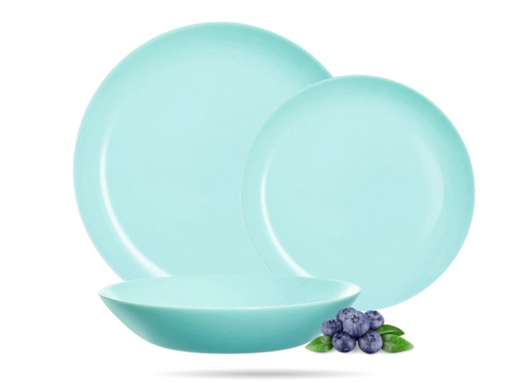 Serwis obiadowy dla 6 osób 18 elementów turkusowy Diwali LUMINARC