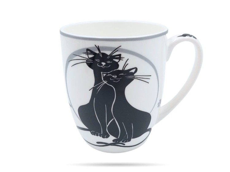 Kubki koty 400 ml 2 szt pełnia Crazy Cat porcelana na prezent CARMANI