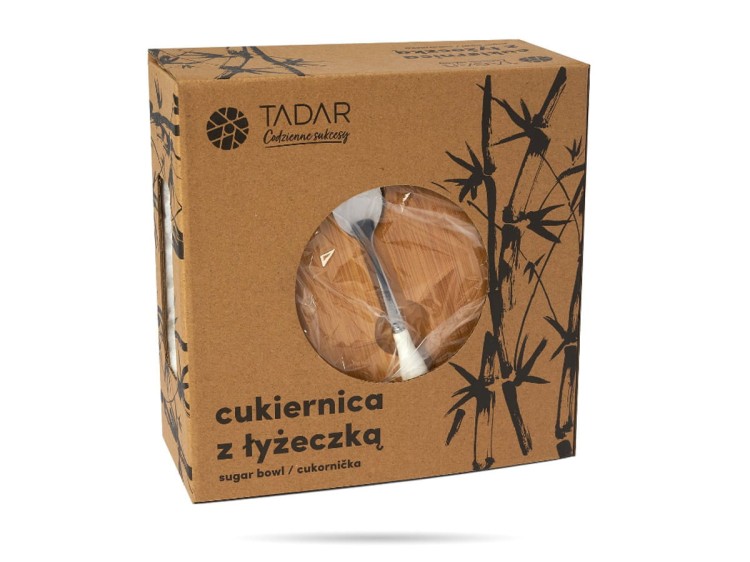 Cukiernica ceramiczna biała z łyżeczką TADAR