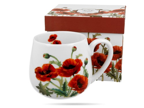 Kubek baryłka kwiaty maki 430 ml Poppies porcelana na prezent DUO
