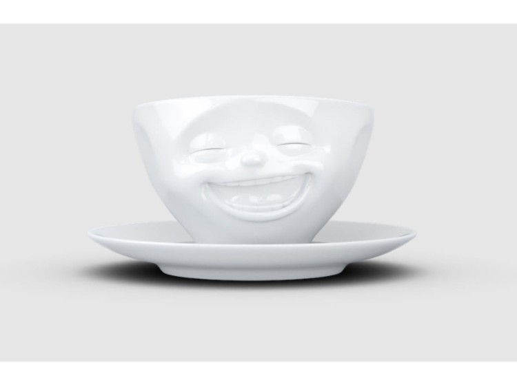 Uśmiechnięta filiżanka ze spodkiem LAUGHING prezent Tassen 58PRODUCTS
