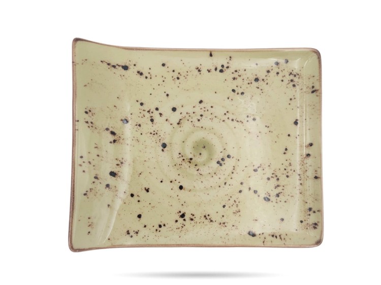 Talerz serwingowy Olive 21,5 x 18 cm zielony Earth Colours porcelana FINE DINE