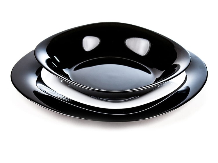 Serwis obiadowy z salaterką dla 6 osób 19 el czarno biały Carine LUMINARC