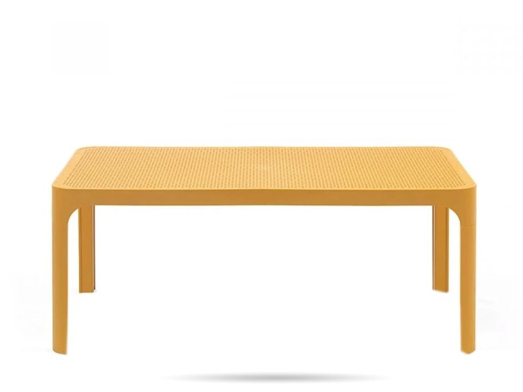 Stół ogrodowy ażurowy blat Net 100 x 60 cm senape żółty NARDI