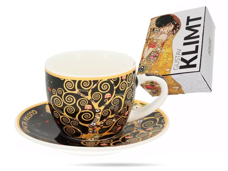 Filiżanka ze spodkiem Klimt Drzewo życia espresso 80 ml prezent CARMANI