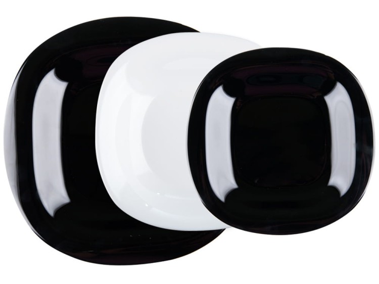 Serwis obiadowy dla 6 osób 18 elementów czarno biały Carine LUMINARC