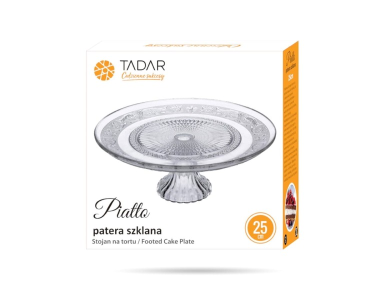 Szklana patera na ciasto tort 25 cm Piatto TADAR