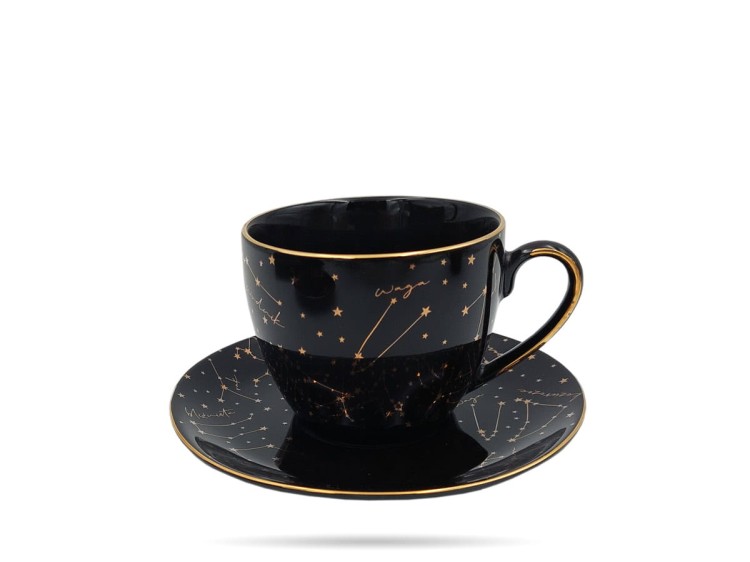 2 czarne filiżanki ze spodkami Zodiak BOGUCICE
