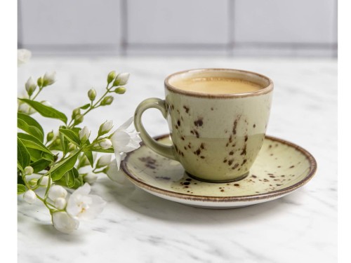 Spodek do filiżanki Olive 14 cm zielony Earth Colours porcelana FINE DINE