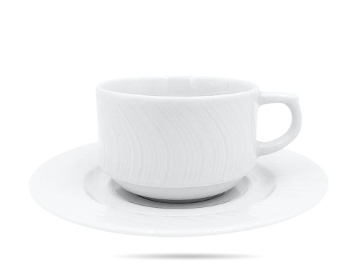 Filiżanka ze spodkiem 190 ml River sztaplowana biała porcelana LUBIANA