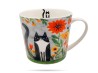 Kubek prosty 610 ml Koci świat łąka porcelana na prezent DUO