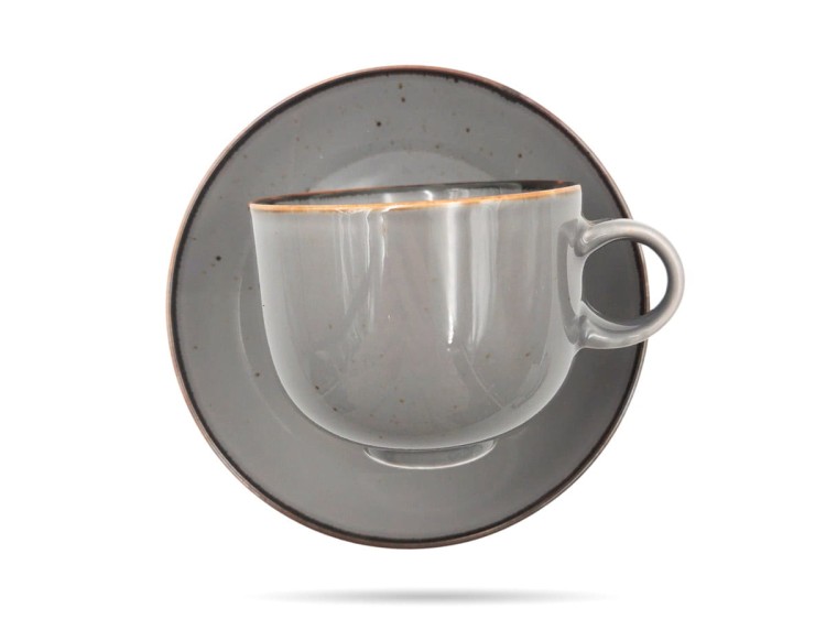 Filiżanka ze spodkiem 250 ml Rustic Szara ALUMINA PORCELANA BOGUCICE