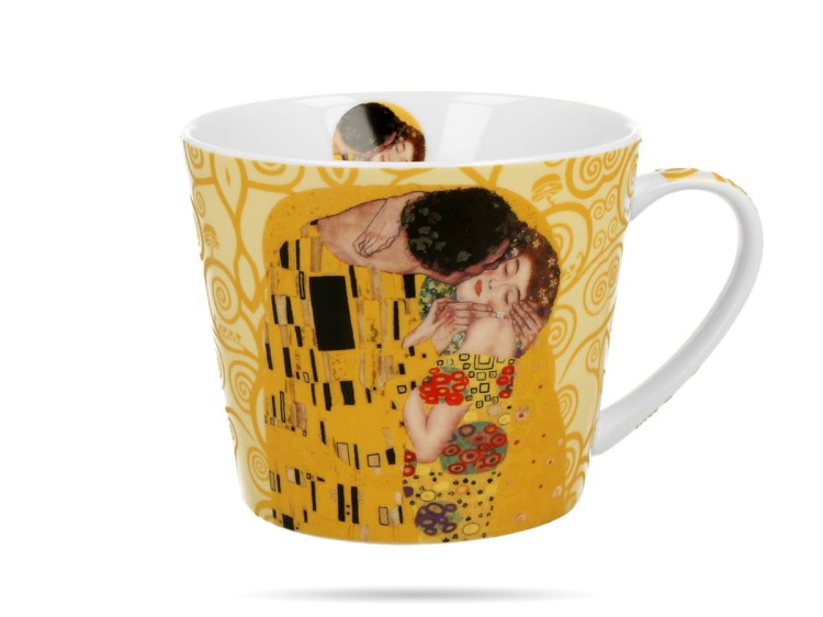 Kubek prosty Klimt Pocałunek Ecru 610 ml porcelana na prezent DUO