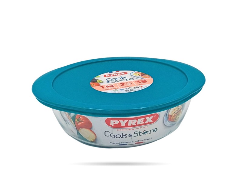 Okrągłe naczynie żaroodporne z pokrywką 23 cm 2,3 L Cook &amp; Store  PYREX