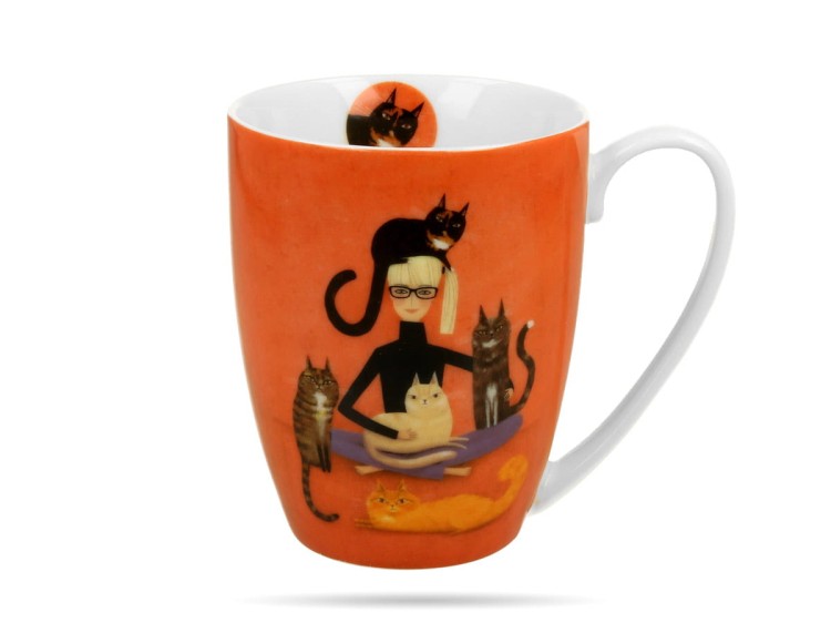 Kubek w koszyczku Classic Koci świat Cindy i koty 360 ml porcelana DUO