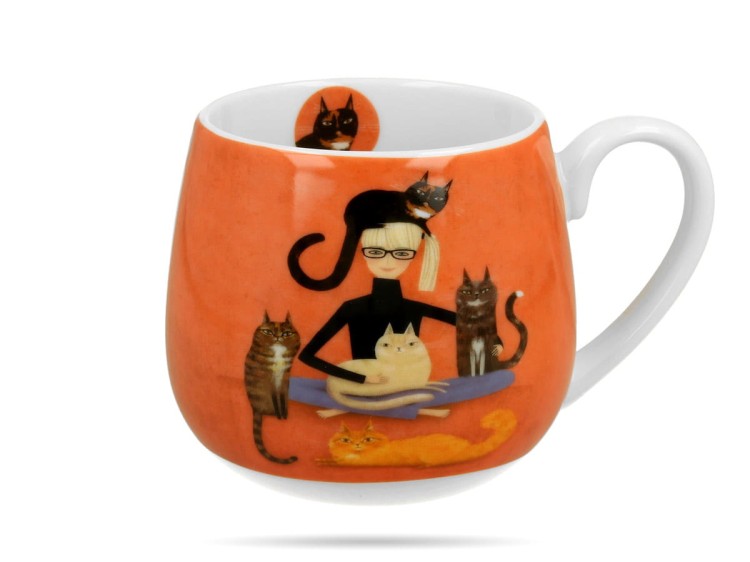 Kubek baryłka Koci świat Cindy i koty 430 ml porcelana na prezent DUO